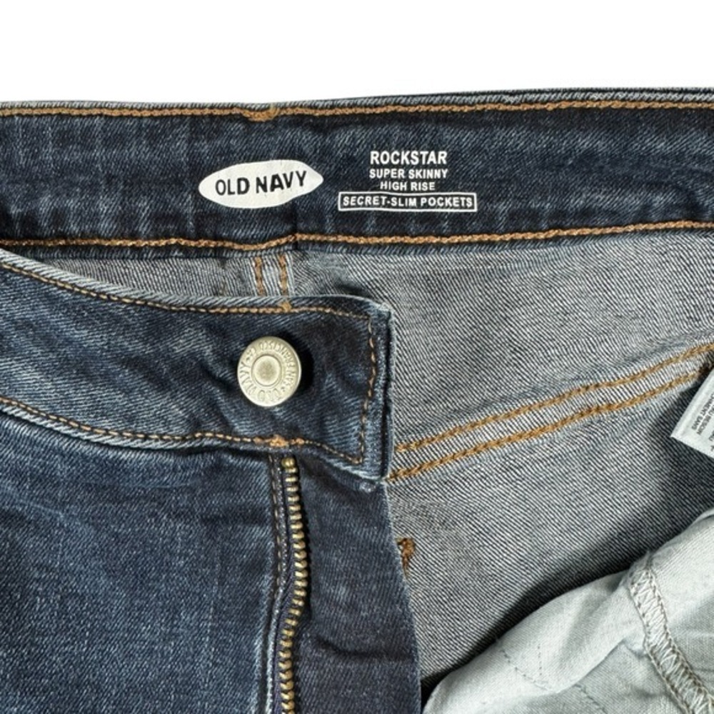 Old Navy Rockstar Super Skinny High‎ Rise Distressed Dark Wash Jeans Womens 10 - Picture 5 of 5